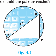 A circular park with diameter AB, point P on the circumference, and right triangle APB.